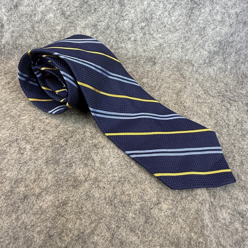 Nautica Men's Neck Tie 100% Silk Yellow Blue Stripe Classic Office Work‎ 4x58
